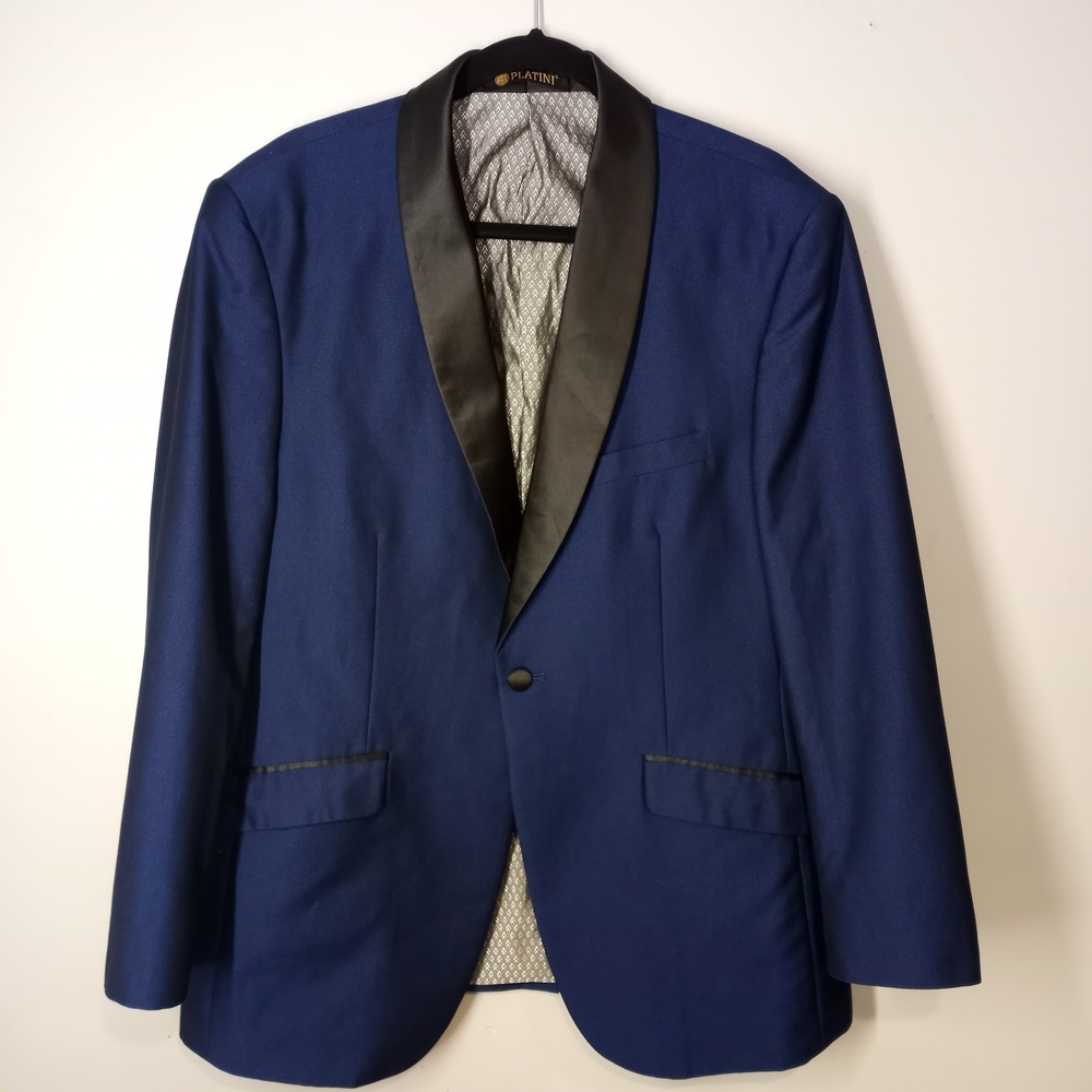 Platini Men's Elegant Two Piece Navy Blue  Suit Size 38 - Picture 4 of 16